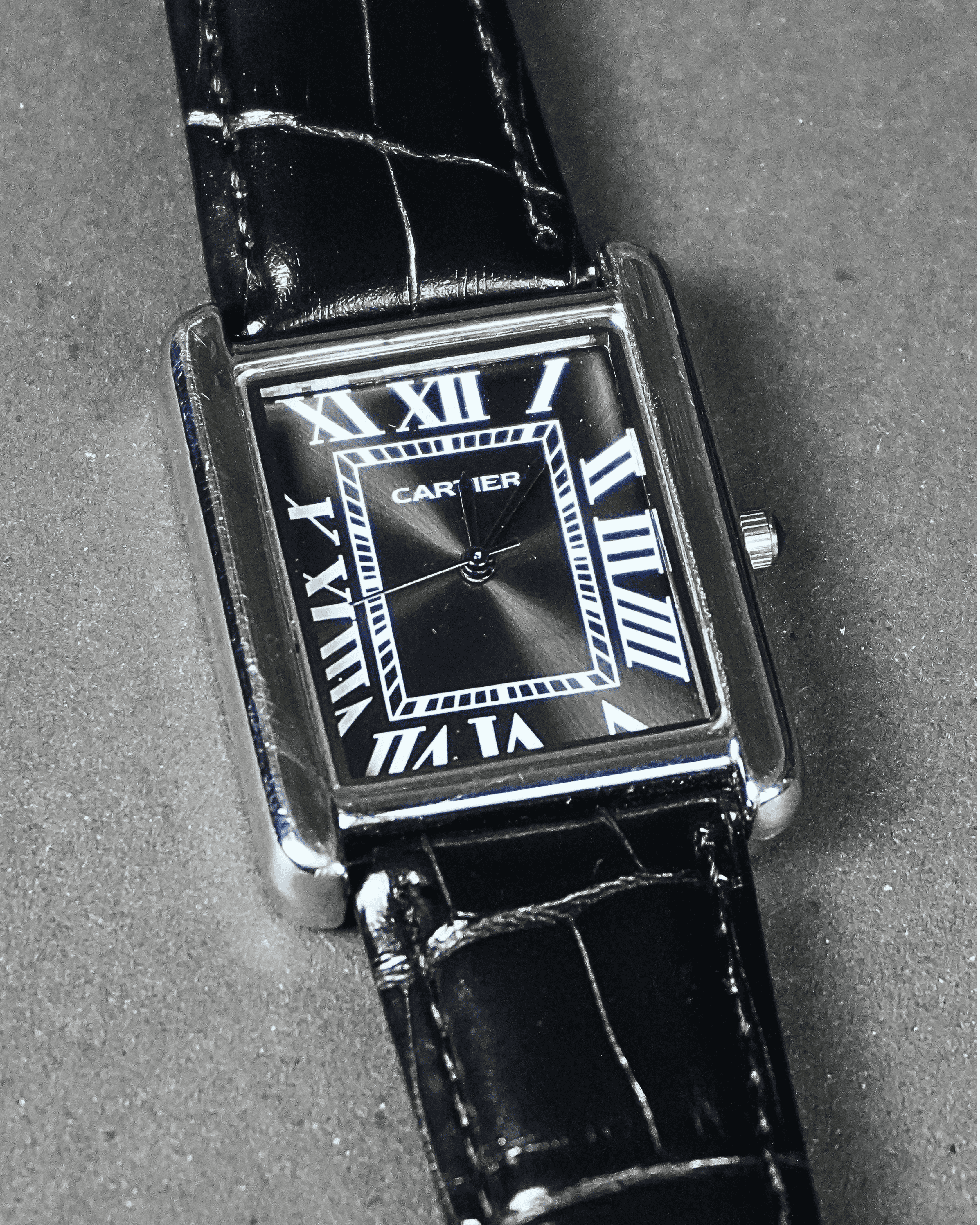 Cartier Tank rectangular case with a Roman numeral dial