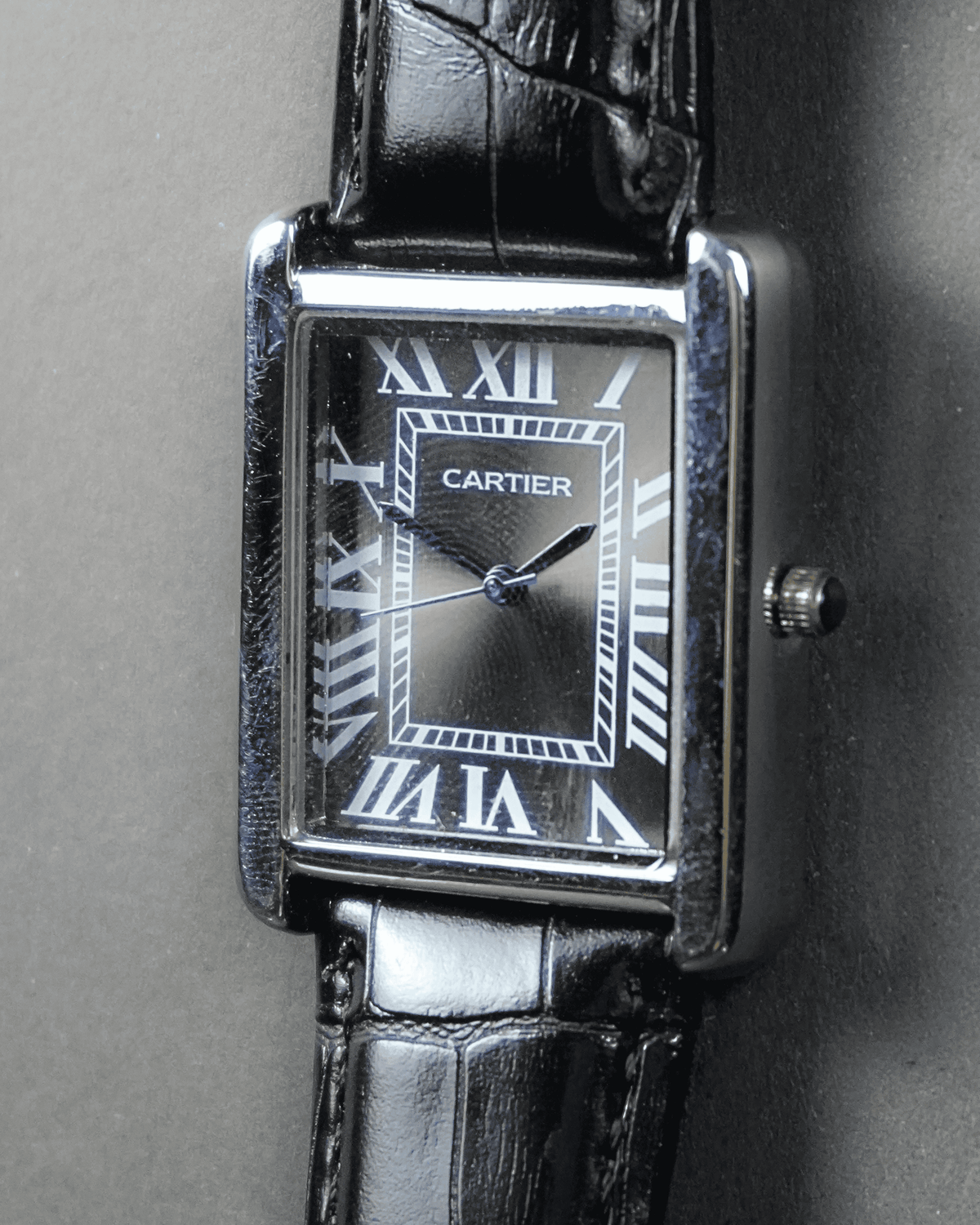 Cartier Tank rectangular case with a Roman numeral dial