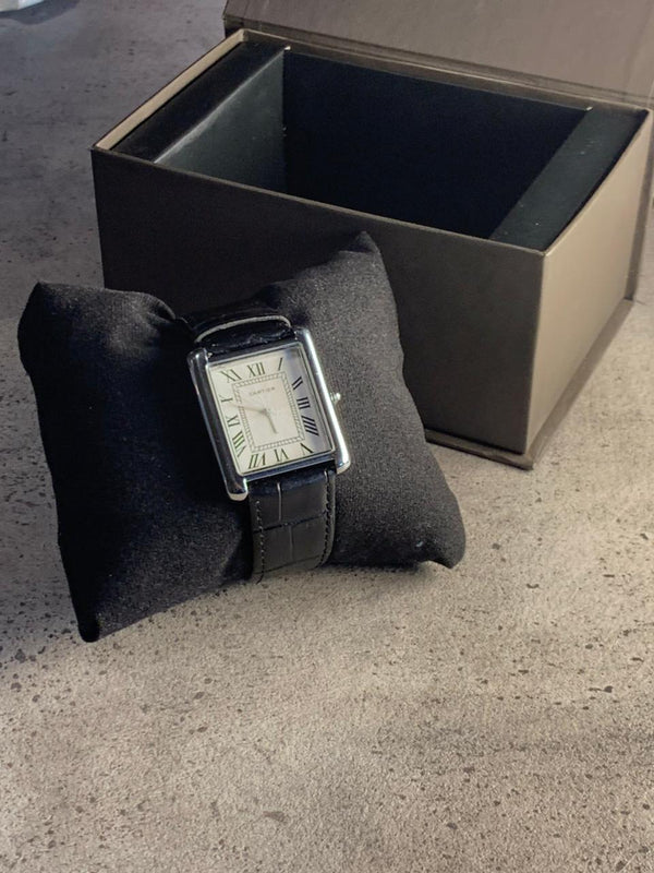 Cartier Tank rectangular case with a Roman numeral dial