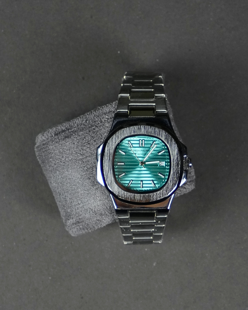 Patek Philipe Date working Black Chain Wrist Watch With Green Dial P-05
