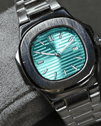 Patek Philipe Date working Black Chain Wrist Watch With Green Dial P-05