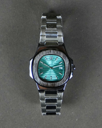 Patek Philipe Date working Black Chain Wrist Watch With Green Dial P-05