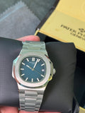 Patek Philippe Nautilus navy blue dial silver chain