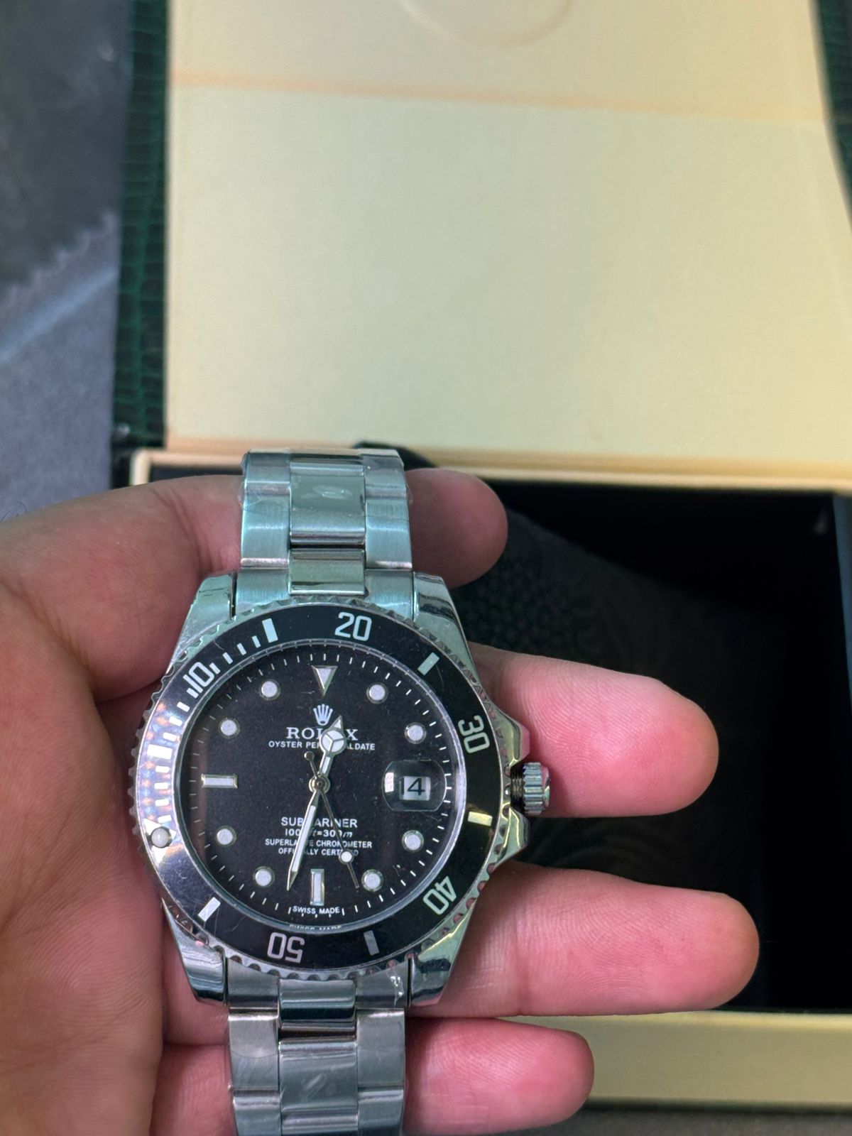 Rolex Black Dial Stainless Steel Watch Rl-09