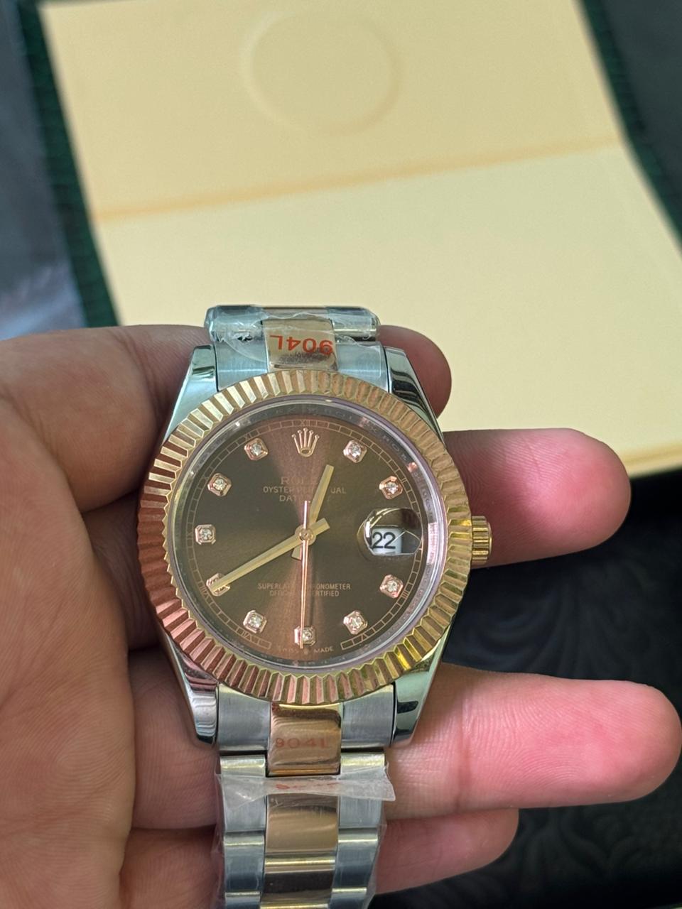 Rolex Date Working Black Dail Watch with Taj Lock Rl-14